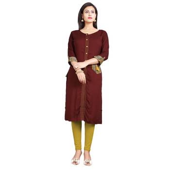 Brown plain rayon kurti 1