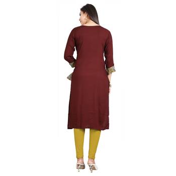 Brown plain rayon kurti 2