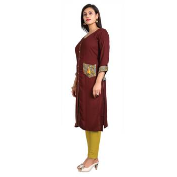 Brown plain rayon kurti 3