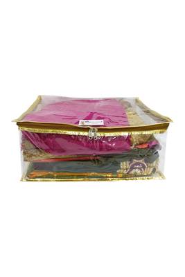 Shree Shyam Products Golden Transparent Box Saree Cover, 3 Pcs Set 2