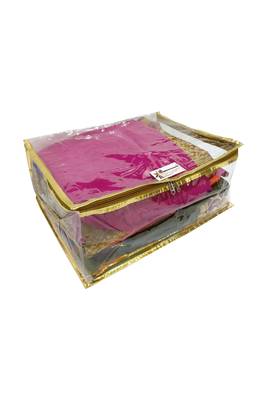 Shree Shyam Products Golden Transparent Box Saree Cover, 3 Pcs Set 3