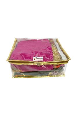 Shree Shyam Products Golden Transparent Box Saree Cover, 3 Pcs Set 4