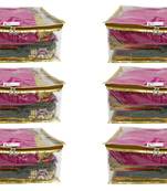 Shree Shyam Products Golden Transparent Box Saree Cover, 6 Pcs Set