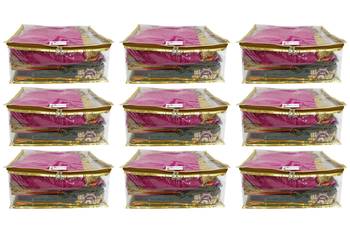 Shree Shyam Products Golden Transparent Box Saree Cover, 9 Pcs Set 1