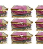 Shree Shyam Products Golden Transparent Box Saree Cover, 9 Pcs Set