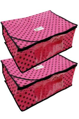 Shree Shyam Products Polka Print Non Woven Box Saree Cover, 2 Pcs Set 2