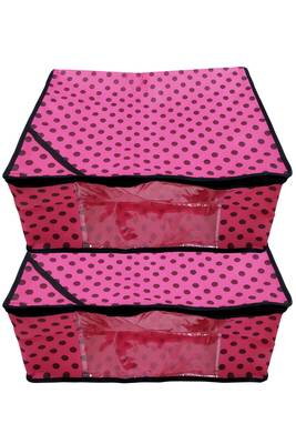 Shree Shyam Products Polka Print Non Woven Box Saree Cover, 2 Pcs Set 3