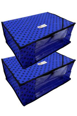 Shree Shyam Products Polka Print Non Woven Box Saree Cover, 2 Pcs Set 2