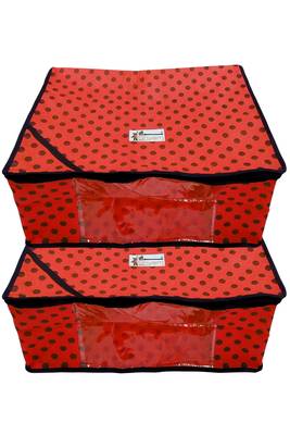 Shree Shyam Products Polka Print Non Woven Box Saree Cover, 2 Pcs Set 1