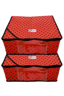 Shree Shyam Products Polka Print Non Woven Box Saree Cover, 2 Pcs Set 3