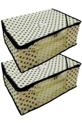 Shree Shyam Products Polka Print Non Woven Box Saree Cover, 2 Pcs Set 2