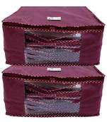 Shree Shyam Products Maroon Non Woven Box Saree Cover, 2 Pcs Set