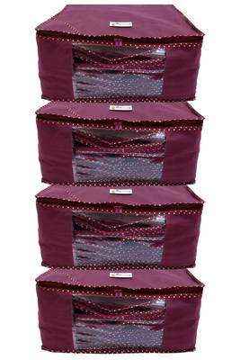 Shree Shyam Products Maroon Non Woven Box Saree Cover, 4 Pcs Set 1