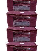 Shree Shyam Products Maroon Non Woven Box Saree Cover, 4 Pcs Set