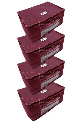 Shree Shyam Products Maroon Non Woven Box Saree Cover, 4 Pcs Set 2