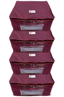 Shree Shyam Products Maroon Non Woven Box Saree Cover, 4 Pcs Set 3