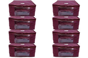 Shree Shyam Products Maroon Non Woven Box Saree Cover, 8 Pcs Set 1