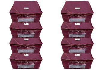 Shree Shyam Products Maroon Non Woven Box Saree Cover, 8 Pcs Set 3