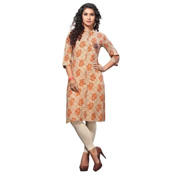 Brown printed rayon kurti 1