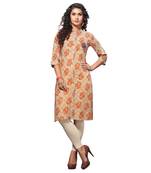 Brown printed rayon kurti