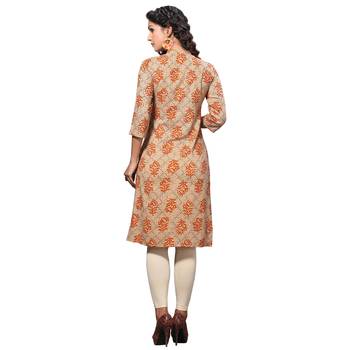 Brown printed rayon kurti 2
