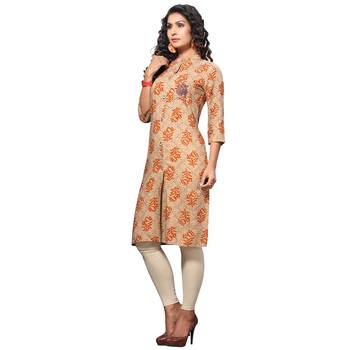 Brown printed rayon kurti 3