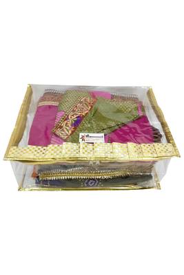 Shree Shyam Products Golden Transparent Frill Box Saree Cover, 6 Pcs Set 4