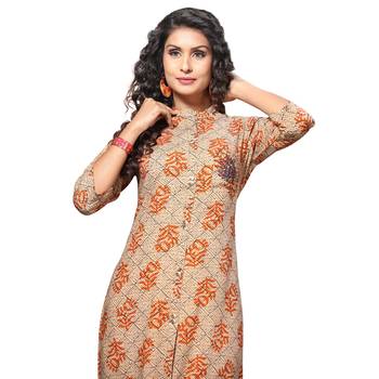 Brown printed rayon kurti 4