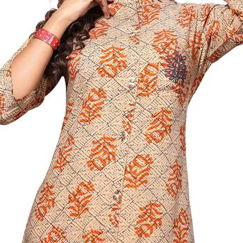 Brown printed rayon kurti 5
