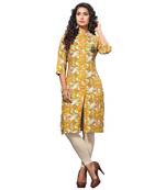 Yellow printed rayon kurti