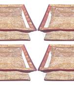 Shree Shyam Products Maroon Border Brocade Semi Transparent Box Saree Cover, 4 Pcs Set