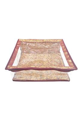 Shree Shyam Products Maroon Border Brocade Semi Transparent Box Saree Cover, 4 Pcs Set 2