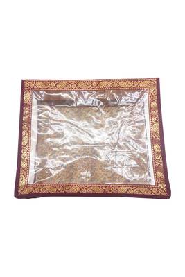 Shree Shyam Products Maroon Border Brocade Semi Transparent Box Saree Cover, 4 Pcs Set 5