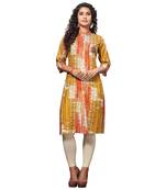 Mustard printed rayon kurti