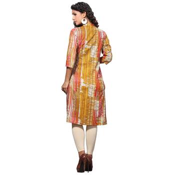 Mustard printed rayon kurti 2