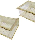 Shree Shyam Products Golden Polka Border Transparent Box Saree Cover, 2 Pcs Set