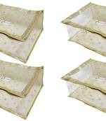 Shree Shyam Products Golden Polka Border Transparent Box Saree Cover, 4 Pcs Set