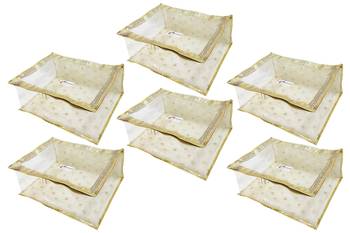 Shree Shyam Products Golden Polka Border Transparent Box Saree Cover, 6 Pcs Set 1