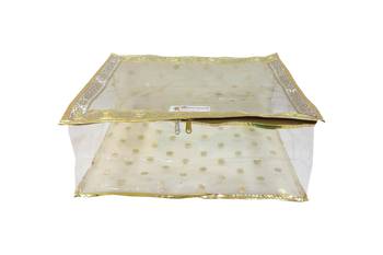 Shree Shyam Products Golden Polka Border Transparent Box Saree Cover, 6 Pcs Set 2
