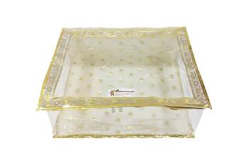 Shree Shyam Products Golden Polka Border Transparent Box Saree Cover, 6 Pcs Set 3