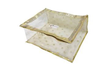 Shree Shyam Products Golden Polka Border Transparent Box Saree Cover, 6 Pcs Set 4