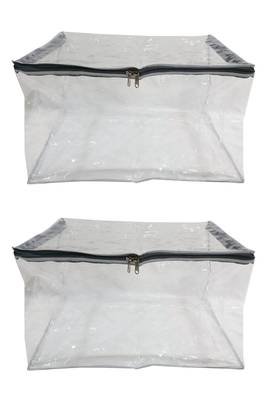 Shree Shyam Products Silver Transparent 12 Inch Box Saree Cover, 2 Pcs Set 1