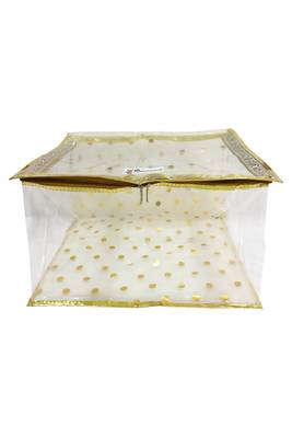 Shree Shyam Products Gold Lace And Polka Transparent 12 Inch Box Saree Cover, 2 Pcs Set 2