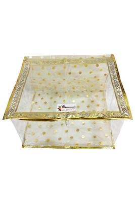 Shree Shyam Products Gold Lace And Polka Transparent 12 Inch Box Saree Cover, 2 Pcs Set 4