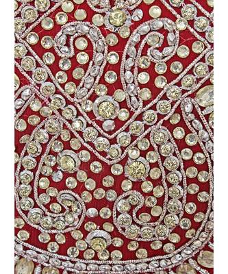 Maroon Traditional Crystal Embellished Chiffon Kaftan Abaya Farasha 3