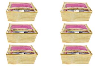 Shree Shyam Products Non Woven Linen Print Box Saree Cover, 6 Pcs Set 1