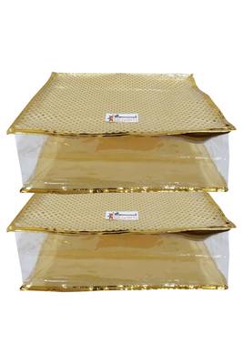 Shree Shyam Products Golden Dot Soft Plastic Box Saree Cover, 2 Pcs Set 1
