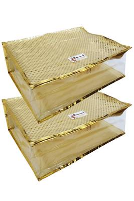 Shree Shyam Products Golden Dot Soft Plastic Box Saree Cover, 2 Pcs Set 2