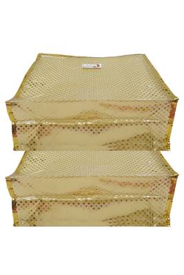 Shree Shyam Products Golden Dot Soft Plastic Box Saree Cover, 2 Pcs Set 4