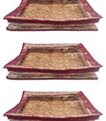 Shree Shyam Products Maroon Border Brocade Semi Transparent 2 Inch Saree Cover, 3 Pcs Set